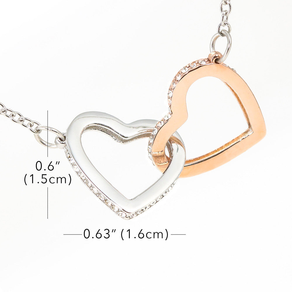 To My Daughter - Our Hearts are Forever Connected - love, Mom - Interlocking Hearts Necklace