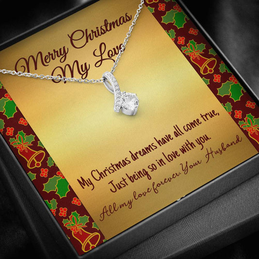 Merry Christmas My Love - All My Love Forever, Your Husband - Cubic Zirconia Pendant Necklace